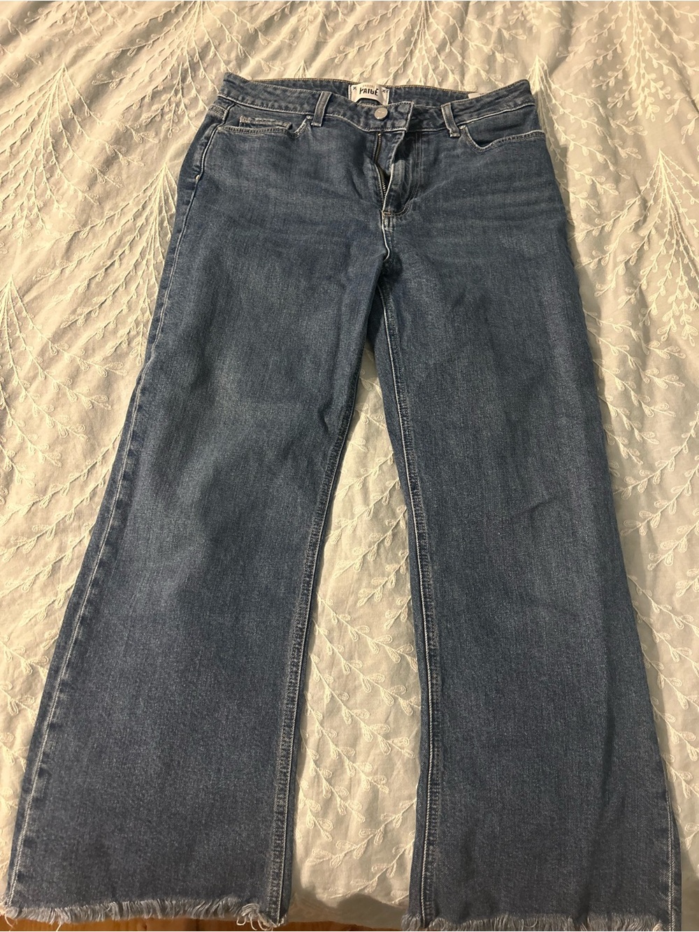 Paige Women's Blue Crop Flair Jeans